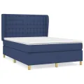 cadre de lit avec matelas Bleu 140x200 cm Tissu