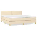 cadre de lit avec matelas Crème 180x200 cm Tissu