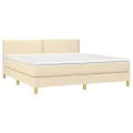cadre de lit avec matelas Crème 180x200 cm Tissu