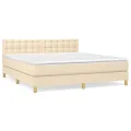 cadre de lit avec matelas Crème 180x200 cm Tissu