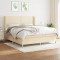 cadre de lit avec matelas Crème 180x200 cm Tissu