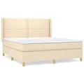 cadre de lit avec matelas Crème 180x200 cm Tissu