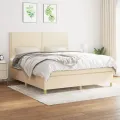 cadre de lit avec matelas Crème 180x200 cm Tissu