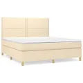 cadre de lit avec matelas Crème 180x200 cm Tissu
