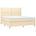 cadre de lit avec matelas Crème 180x200 cm Tissu