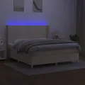 cadre de lit matelas et LED Crème 180x200 cm Tissu
