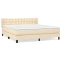 cadre de lit avec matelas Crème 180x200 cm Tissu