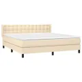 cadre de lit avec matelas Crème 180x200 cm Tissu