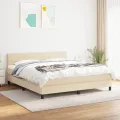 cadre de lit avec matelas Crème 180x200 cm Tissu