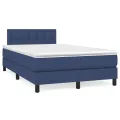 cadre de lit avec matelas Bleu 120x200 cm Tissu