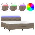 cadre de lit avec matelas LED Taupe 180x200 cm Tissu