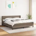 cadre de lit avec matelas Taupe 180x200 cm Tissu