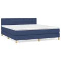 cadre de lit avec matelas Bleu 160x200 cm Tissu
