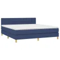 cadre de lit avec matelas Bleu 160x200 cm Tissu