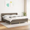 cadre de lit avec matelas Taupe 180x200 cm Tissu