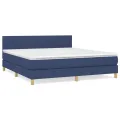 cadre de lit avec matelas Bleu 180x200 cm Tissu