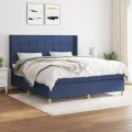 cadre de lit avec matelas Bleu 160x200 cm Tissu