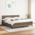 cadre de lit avec matelas Taupe 180x200 cm Tissu