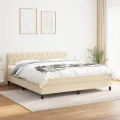 cadre de lit avec matelas Crème 160x200 cm Tissu