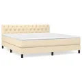 cadre de lit avec matelas Crème 160x200 cm Tissu