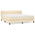 cadre de lit avec matelas Crème 160x200 cm Tissu