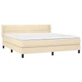 cadre de lit avec matelas Crème 160x200 cm Tissu