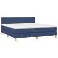 cadre de lit avec matelas LED Bleu 160x200 cm Tissu