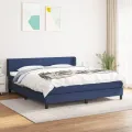 cadre de lit avec matelas Bleu 160x200 cm Tissu