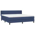 cadre de lit avec matelas Bleu 160x200 cm Tissu