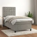 cadre de lit et matelas Gris clair 90x190 cm Velours