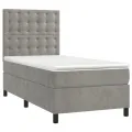 cadre de lit et matelas Gris clair 90x190 cm Velours