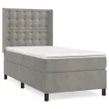 cadre de lit et matelas Gris clair 90x190 cm Velours