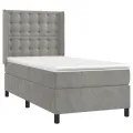 cadre de lit et matelas Gris clair 90x190 cm Velours