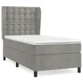 cadre de lit et matelas Gris clair 90x200 cm Velours
