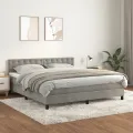 cadre de lit et matelas Gris clair 180x200cm Velours