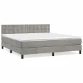 cadre de lit et matelas Gris clair 180x200cm Velours