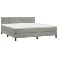cadre de lit et matelas Gris clair 180x200cm Velours