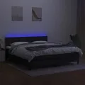 cadre de lit avec matelas LED Noir 180x200 cm Tissu