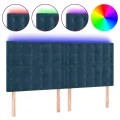Tête de lit à LED Bleu foncé 200x5x118/128 cm Velours