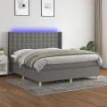 cadre de lit matelas LED Gris foncé 180x200 cm Tissu