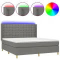 cadre de lit matelas LED Gris foncé 180x200 cm Tissu