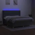 cadre de lit matelas LED Gris foncé 180x200 cm Tissu