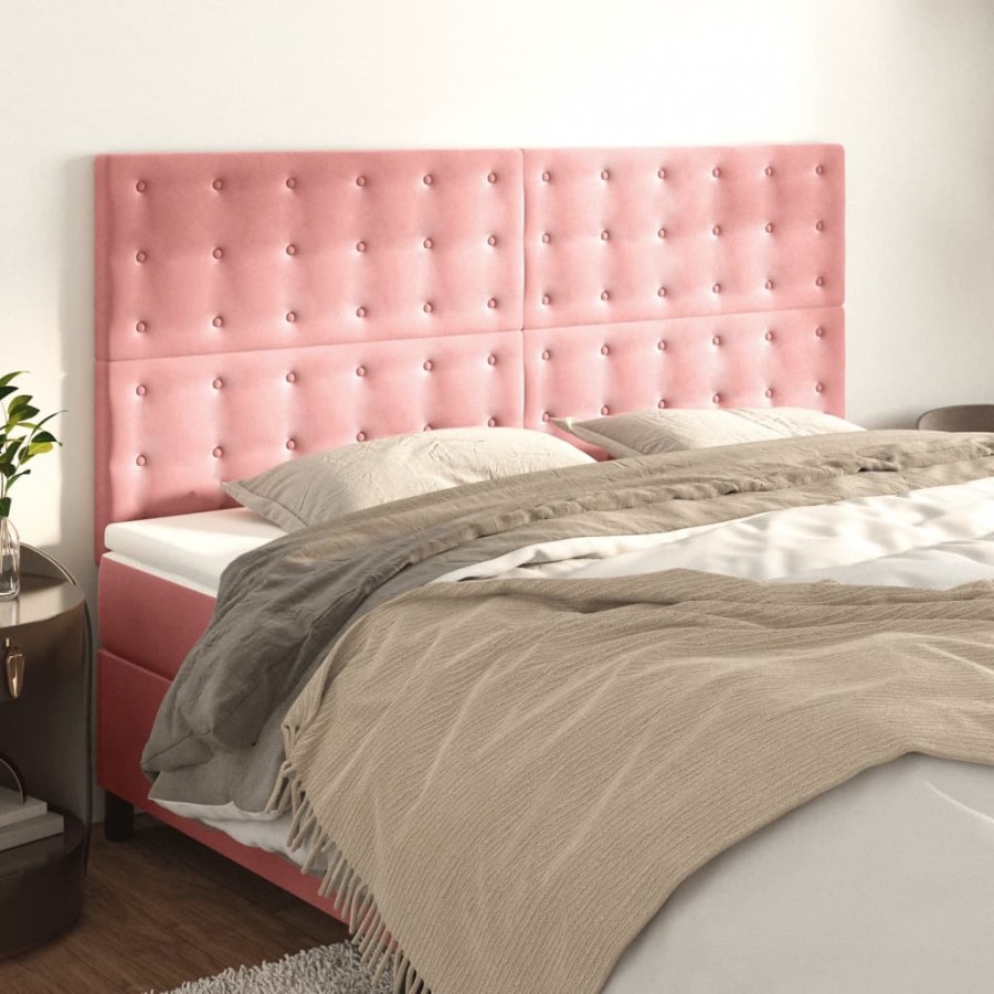 Têtes de lit 4 pcs Rose 100x5x78/88 cm Velours