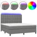 cadre de lit et matelas et LED Gris foncé 180x200 cm