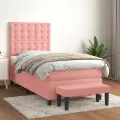 cadre de lit avec matelas Rose 100x200 cm Velours