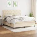 cadre de lit avec matelas Crème 160x200 cm Tissu