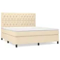 cadre de lit avec matelas Crème 160x200 cm Tissu