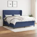 cadre de lit avec matelas Bleu 160x200 cm Tissu