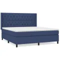 cadre de lit avec matelas Bleu 160x200 cm Tissu