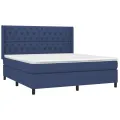cadre de lit avec matelas Bleu 160x200 cm Tissu